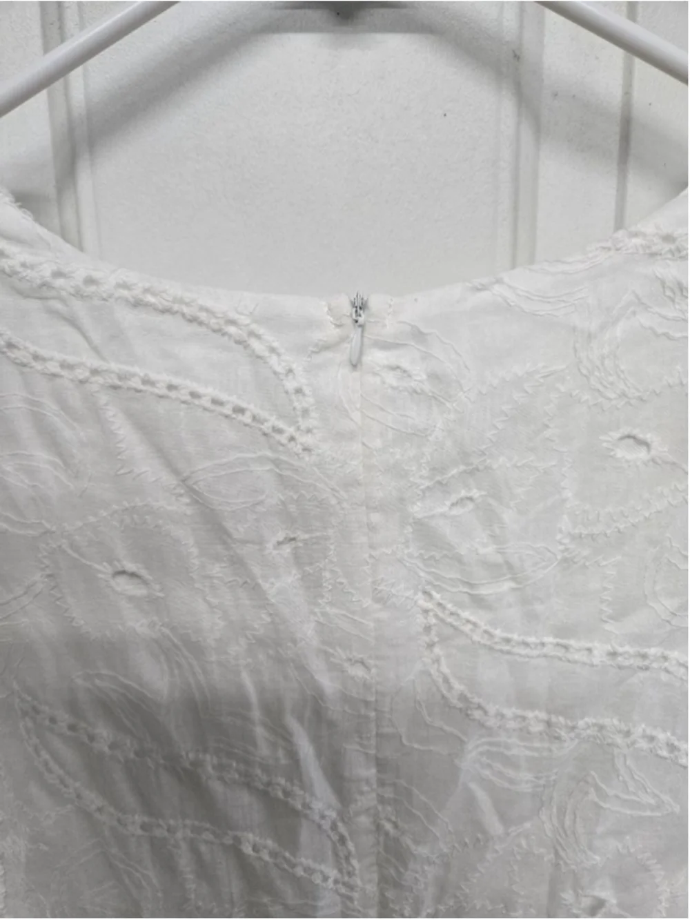Women's Boho Dress White Eyelet Mini Dress XL
